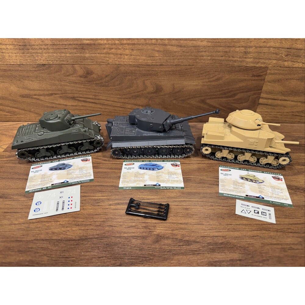 Lot Of 3 Solido Sherman M4 A3,Tigre, General Grant WWII Battle Tanks Diecast